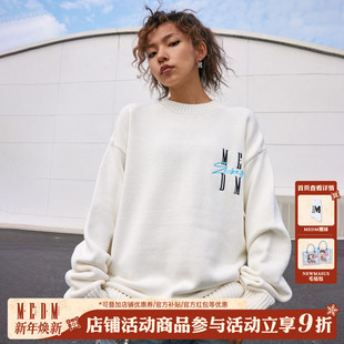 MEDM国潮基础刺绣Logo毛衣男女春秋季 宽松 高街休闲百搭打底针织衫