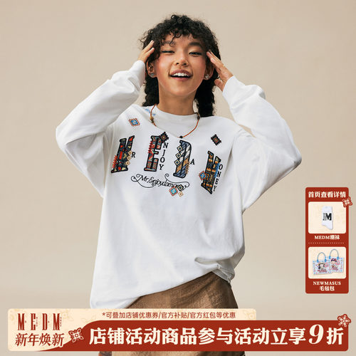 MEDM民族风小香纯棉长袖T恤
