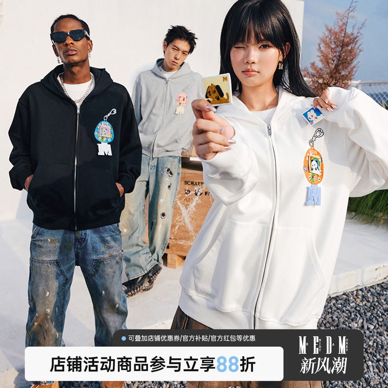 MEDM24FW电子宠物魔术贴拉链帽衫