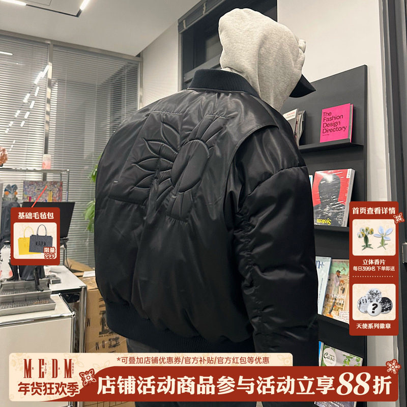 MEDM BLACK黑线超高充绒量 大Bomber凹凸填充羽绒服MA1飞行员夹克