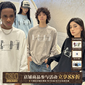 休闲体恤打底衫 MEDM国潮基础印花长袖 宽松情侣装 美式 T恤男女秋季