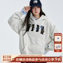 MEDM 星星四字贴皮休闲保暖加绒连帽卫衣秋冬重磅帽衫情侣外套男