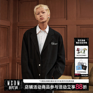 高级感男女外套春秋商场同款 亚麻字母刺绣纯色休闲西装 新款 MEDM