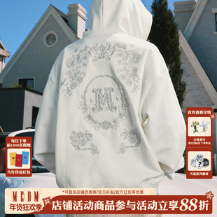 MEDM重磅刺绣花纹logo休闲拉链帽衫美式加绒宽松情侣连帽卫衣春秋