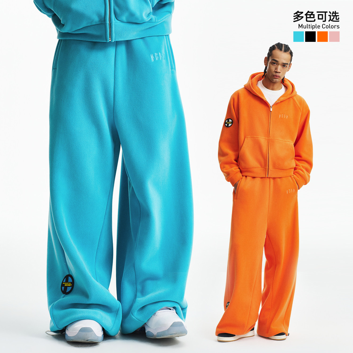 MEDM轻薄摇粒绒抽绳宽松休闲裤图片