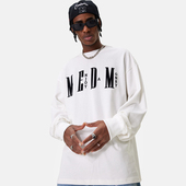 MEDM潮牌长袖 上衣 T恤男女宽松潮流体恤基础简约印花纯棉情侣秋季