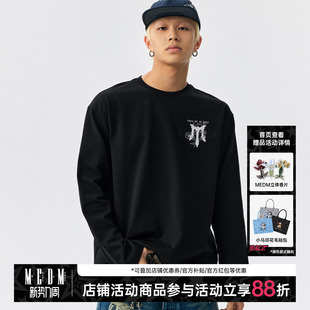 荆棘花印花休闲长袖 MEDM T恤潮牌百搭情侣上衣秋 披荆斩棘5