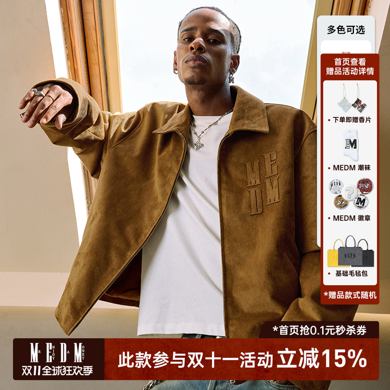 MEDM麂皮绒贴布绣夹克外套
