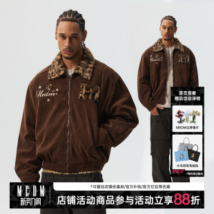 复古保暖夹克外套 休闲棉衣棉服男女美式 MEDM 豹纹毛领灯芯绒美式