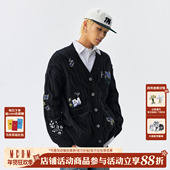 MEDM 保暖V领情侣针织衫 民族风花卉蝴蝶刺绣休闲开衫 毛衣秋冬新款