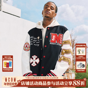 MEDM 星星绣花宽松立领棒球服男春秋季潮牌美式复古休闲百搭外套