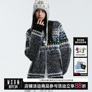 MEDM新年提花logo休闲保暖毛衣秋冬潮流小众设计感男女同款针织衫