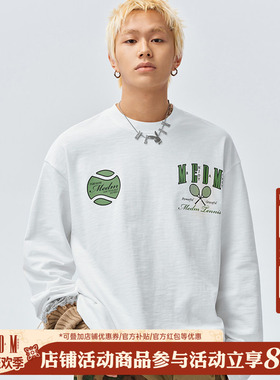 MEDM25SS网球系列竹节棉长袖T恤男女同款美式嘻哈休闲体恤春秋季