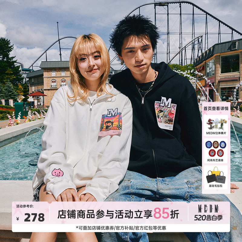 MEDMxNewmasus 联名拍立得拉链帽衫男女同款秋季上衣美式连帽卫衣