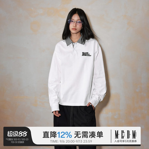 MEDM假两件千鸟格领口休闲卫衣