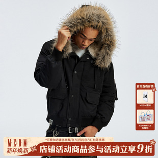 简约连帽棉衣情侣外套 美式 MEDM 环保毛领保暖休闲座山雕棉服冬季