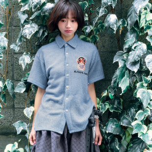 夏季 衬衫 镂空针织上衣 拥抱爱心贴布绣夏威夷短袖 MEDM×YUY玉联名