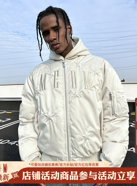 MEDM BLACK黑线超高充绒量星星尼龙MA1保暖90鸭绒羽绒服休闲外套