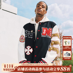 MEDM 星星绣花宽松立领棒球服男春秋季潮牌美式复古休闲百搭外套