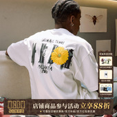 MEDM夏季 斑驳Logo立体花卉刺绣T恤男潮牌休闲设计感体恤上衣 短袖
