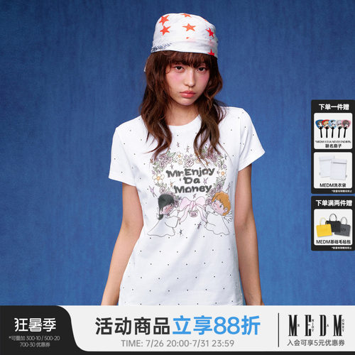MEDM白色波点碎花短袖T恤女夏