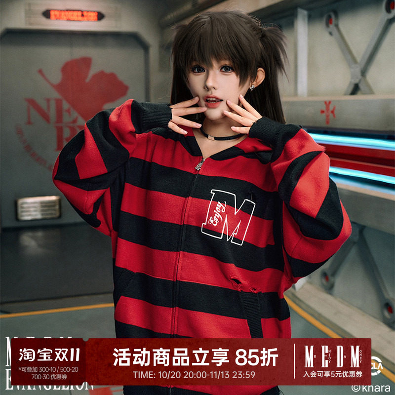MEDMxEVA联名莉莉丝连帽毛衣开衫外套男美式针织衫女春秋休闲上衣