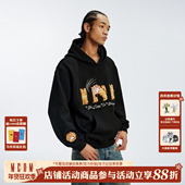 百搭休闲加绒帽衫 MEDM 猫爪LOGO贴毛料钉珠刺绣连帽卫衣男女美式