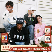 T恤男春秋季 MEDM美式 潮牌星星贴皮绣长袖 小众设计感宽松休闲体恤