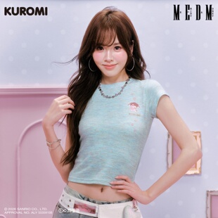 MEDM×三丽鸥家族系列 彩纱酷洛米图案刺绣休闲短袖可爱甜妹T恤女