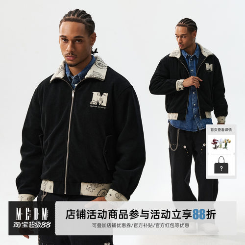 MEDM拼接腰果花灯芯绒休闲外套