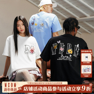 宽松休闲半袖 MEDM25SS蝴蝶花园纯棉短袖 夏季 上衣男士 tee t恤女美式