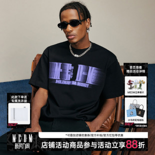 MEDM横排字母幻影ins撞色短袖 流行潮牌嘻哈tee T恤男印花宽松美式
