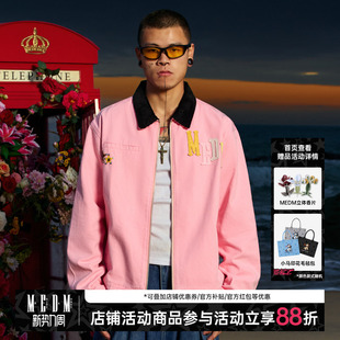 MEDM潮牌拼皮底特律工装夹克男士春秋季美式痞帅外套休闲宽松上衣