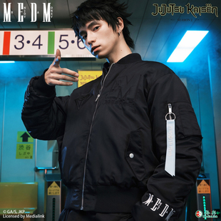 MEDM×咒术回战联名-五条悟贴布MA1棒球领夹克字母刺绣休闲外套男