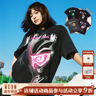 美式 T恤男夏季 复古体恤休闲上衣 系列短袖 MEDMx假面骑士霓虹灯风格