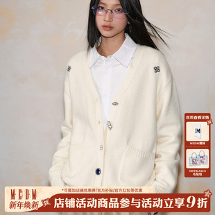 V领针织衫 MEDM 宽松情侣同款 毛衣美式 外套秋 简约纯色纽扣休闲开衫