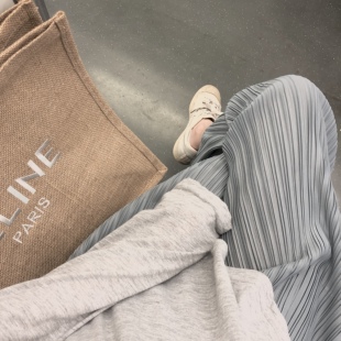 夏装新款时尚三宅褶皱孕妇长裤直筒裤阔腿裤高腰垂感显瘦拖地裤子