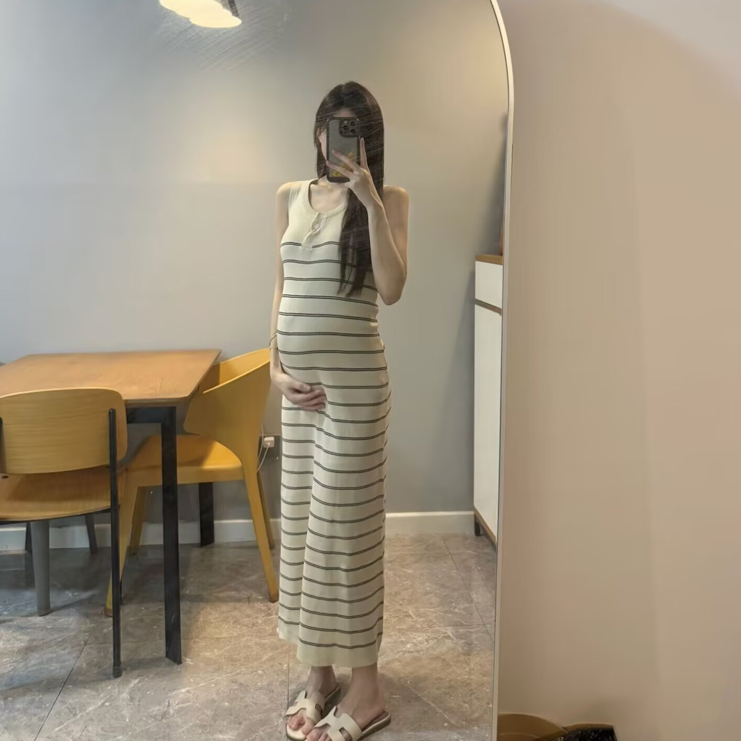 夏季松弛感条纹无袖孕妇连衣裙女+防晒衫高级感宽松针织背心长裙,孕妇装/孕产妇用品/营养,连衣裙,淘宝优惠券,粉丝福利购,淘宝优惠卷