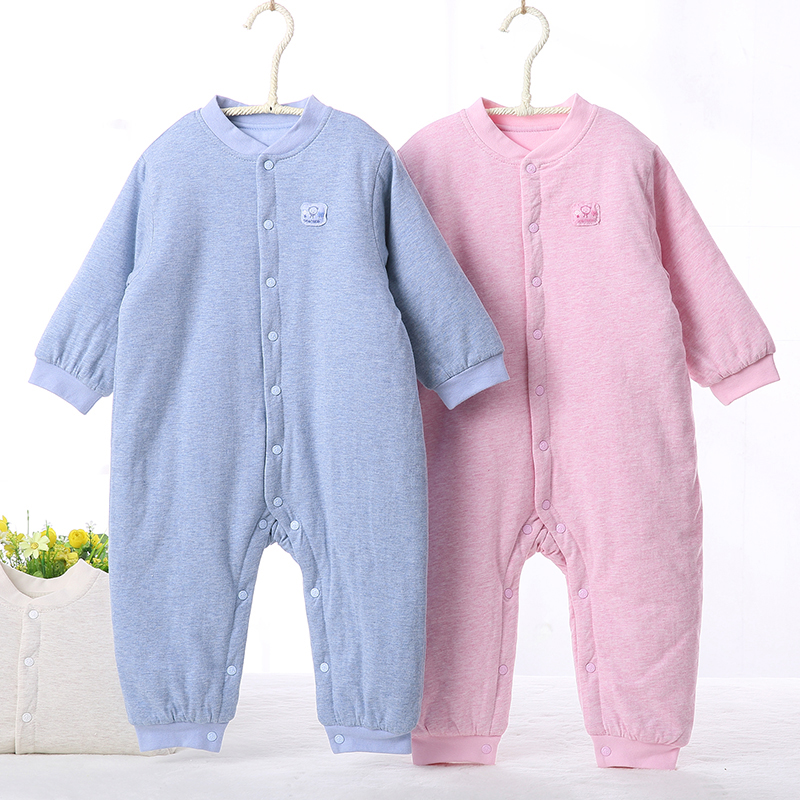 秋冬季婴儿夹棉保暖连体睡衣