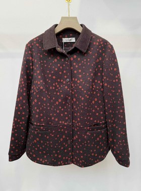 Q65024中老年妈妈秋装外套女衣服2025新款长袖印花衬衫薄妈妈翻领