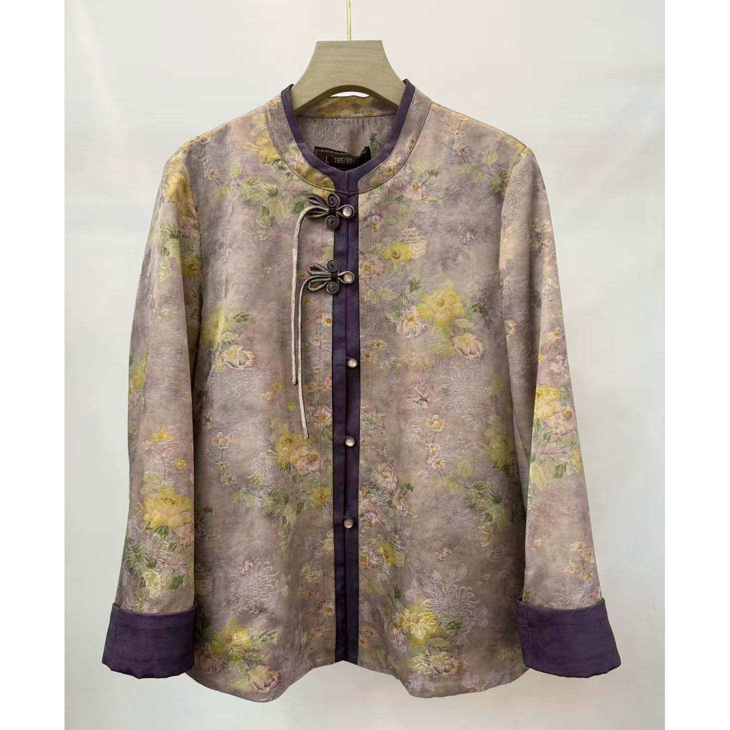雅百威新中式妈妈春装外套中老年女春秋国风提花上衣奶奶衣服唐装