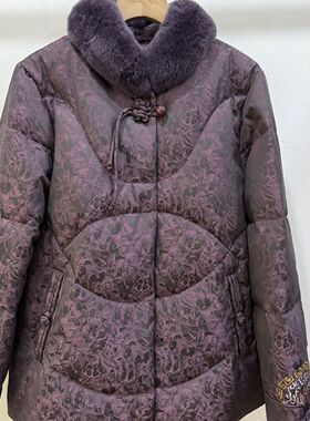 Q95028中老年人羽绒服女奶奶冬装洋气外套新款妈妈装棉袄70真毛领