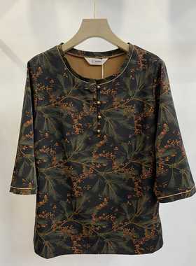 Q34062圆领女夏装妈妈装奶奶装七分袖T恤老人夏季新款衣服秋之歌