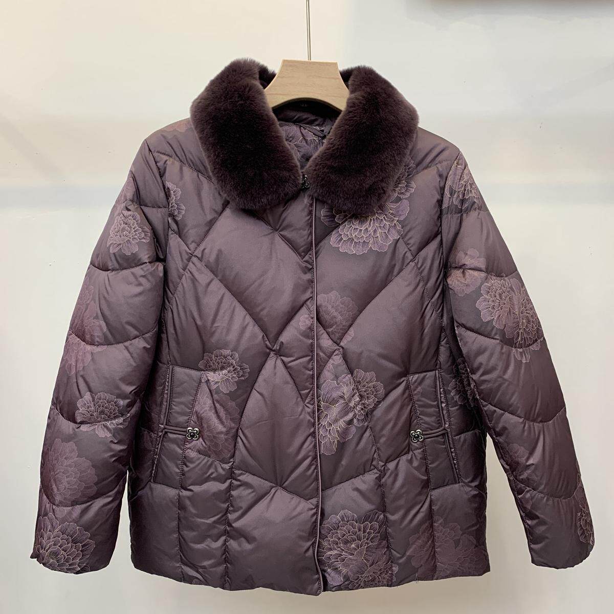 丝瑞28058不钻绒中老年女白鸭绒羽绒服真兔毛领外套妈妈装阔太太,女装/女士精品,羽绒服,淘宝优惠券,粉丝福利购,淘宝优惠卷