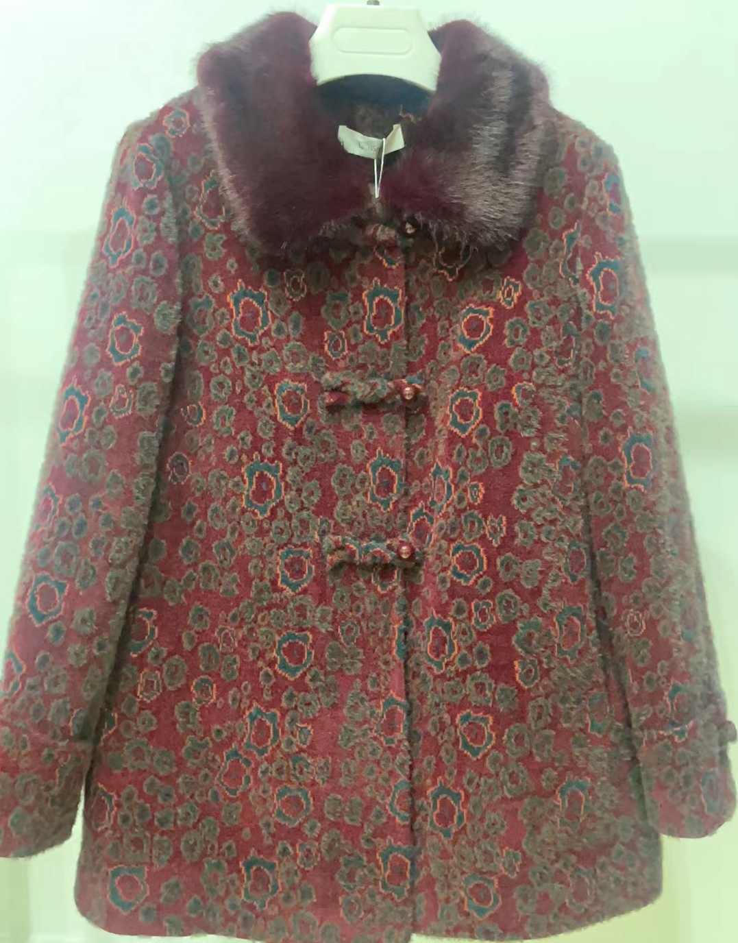 秋之歌Q73023冬装仿水貂绒外套中老年人冬季女毛呢大衣老人上衣服