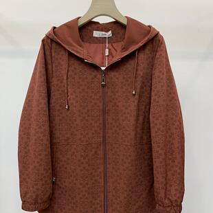 Q64007春秋装妈妈连帽风衣外套2024新款中年女夹克时尚春秋之歌