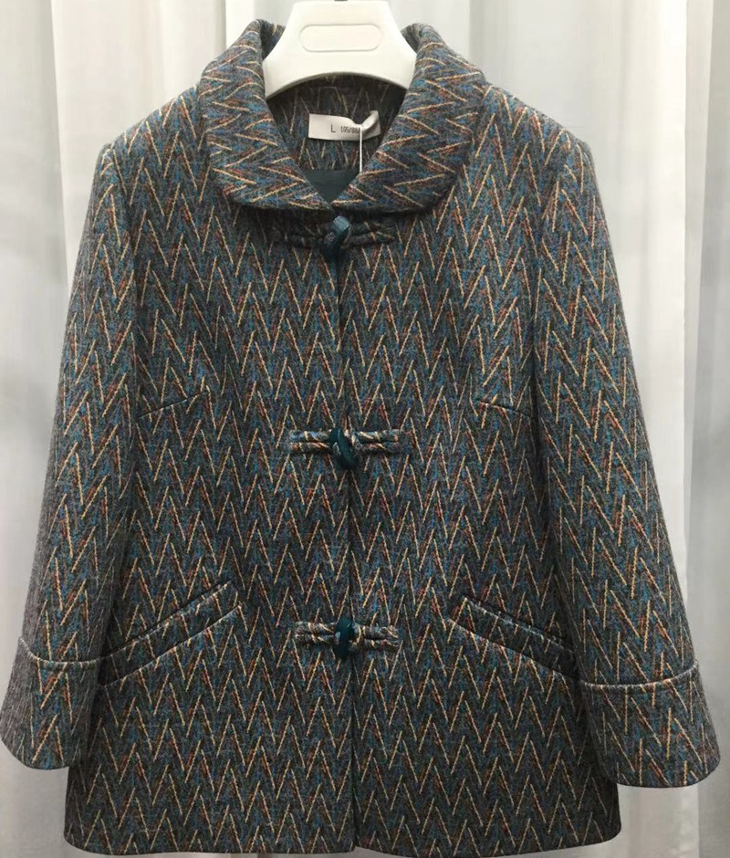 新款秋之歌q13025春装60-80岁薄外套中老年女装时尚翻领妈妈格子