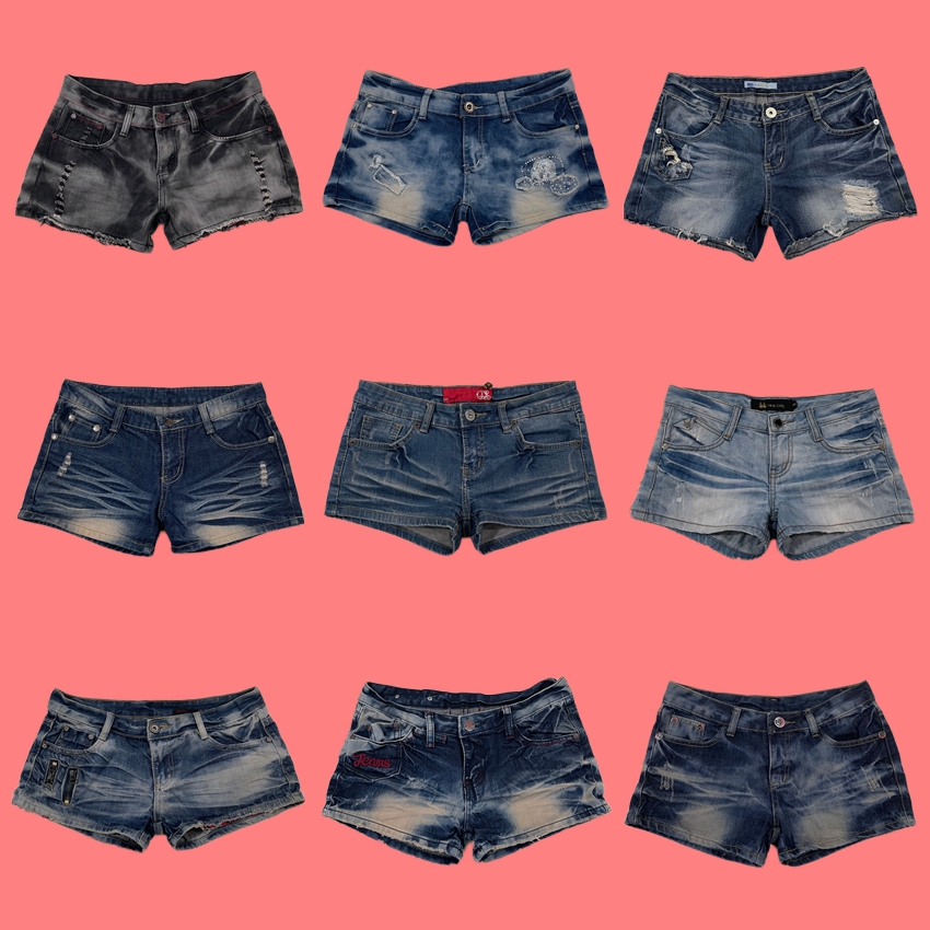 C23古着美式复古朋克风涩谷少女辣妹低腰网红牛仔超短裤学生夏季