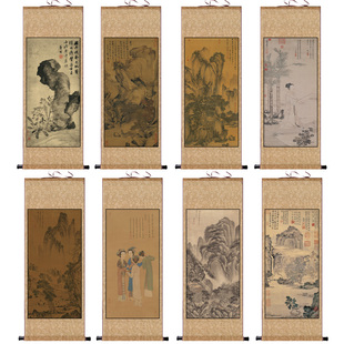 唐寅山水字畫(huà)仿古名家字畫(huà)酒店裝 飾掛畫(huà)絲綢禮品卷軸畫(huà)花鳥(niǎo)字畫(huà)