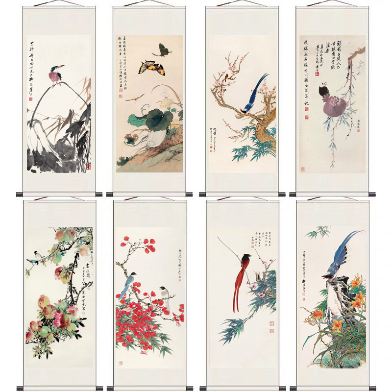 田世光仿古名画复制卷轴客厅书房卧室装饰花鸟画挂画茶楼装饰字画
